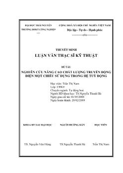Nghiên cứu nâng cao chất lượng truyền động điện một chiều sử dụng trong hệ tùy động