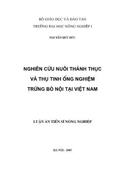 Nghiên cứu nuôi thành thục và thụ tinh ống nghiệm trứng bò nội tại Việt Nam