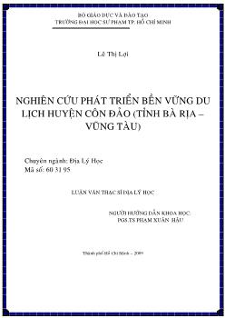 Nghiên cứu phát triển bền vững du lịch huyện Côn Đảo (tỉnh Bà Rịa - Vũng Tàu)