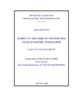 Nghiên cứu phát triển du lịch sinh thái tại huyện Kim Bôi, tỉnh Hoà Bình