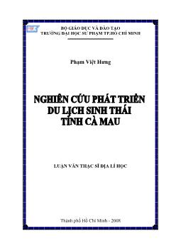 Nghiên cứu phát triển du lịch sinh thái tỉnh Cà Mau