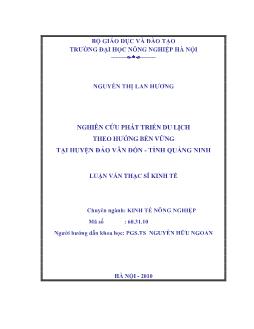 Nghiên cứu phát triển du lịch theo hướng bền vững