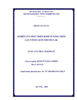 Nghiên cứu phát triển kinh tế nông thôn gắn với du lịch ở huyện Lăk