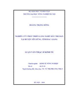Nghiên cứu phát triển làng nghề mây tre đan tại huyện Yên Dũng, tỉnh Bắc Giang
