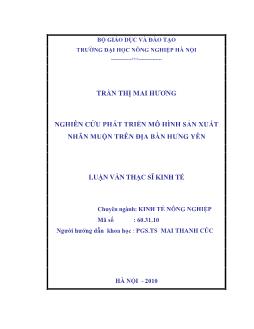 Nghiên cứu phát triển mô hình sản xuất nhãn muộn trên địa bàn Hưng Yên