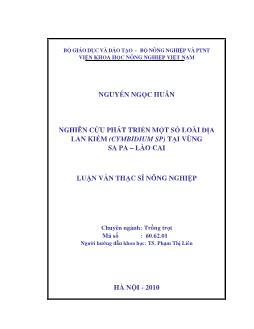 Nghiên cứu phát triển một số loài địa lan kiếm (cymbidium sp) tại vùng Sapa - Lào Cai