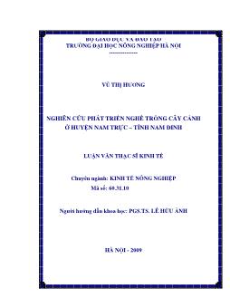 Nghiên cứu phát triển nghề trồng cây cảnh ở Huyện Nam Trực, Tỉnh Nam Định