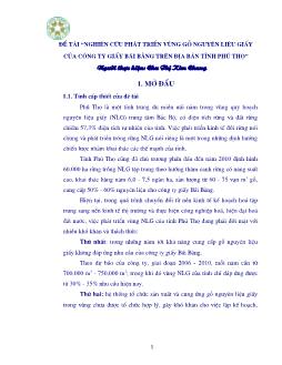 Nghiên cứu phát triển vùng gỗ nguyên liệu giấy của Công ty Giấy Bãi Bằng trên địa bàn tỉnh Phú Thọ