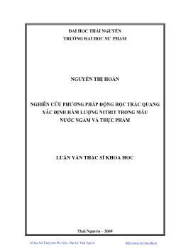 Nghiên cứu phương pháp động học trắc quang xác định hàm lượng Nitrit trong mẫu nước ngầm và thực phẩm