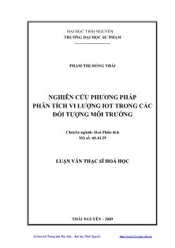 Nghiên cứu phương pháp phân tích vi lượng Iot trong các đối tượng môi trường