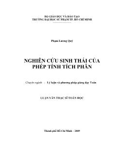 Nghiên cứu sinh thái của phép tính Tích phân