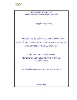 Nghiên cứu sự biến động môi trường ương nuôi cá tra (Pangasius hypopthalmus Sauvage, 1878) sử dụng chế phẩm sinh học
