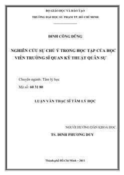 Nghiên cứu sự chú ý trong học tập của học viên trường sĩ quan kỹ thuật quân sự