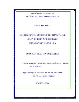 Nghiên cứu sử dụng chỉ thị phân tử SSR (simple sequence repeats) trong chọn giống lúa