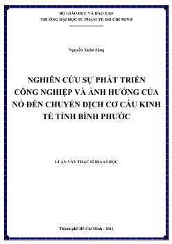 Nghiên cứu sự phát triển công nghiệp và ảnh hưởng của nó đến chuyển dịch cơ cấu kinh tế tỉnh Bình Phước