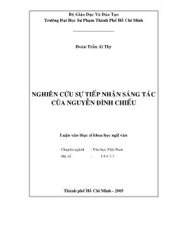 Nghiên cứu sự tiếp nhận sáng tác của Nguyễn Đình Chiểu