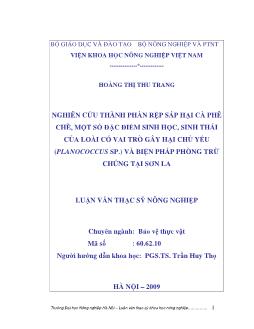 Nghiên cứu thành phần rệp hại cà phê, chè, một số đặc điểm sinh học, sinh thái của loài có vai trò gây hại chủ yếu (Planococus SP.) và biện pháp phòng trừ chúng tại Sơn La