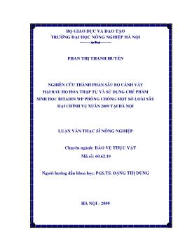 Nghiên cứu thành phần sâu bộ cánh vẩy hại rau họ hoa thập tự và sử dụng chế phẩm sinh học Bitadin ƯP phòng chống một số loài sâu hại chính vụ Xuân 2009 tại Hà Nội