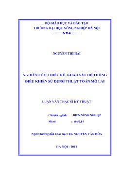 Nghiên cứu thiết kế, khảo sát hệ thống điều khiển sử dụng thuật toán mờ lai