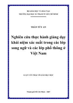 Nghiên cứu thực hành giảng dạy khái niệm xác suất trong các lớp song ngữ và các lớp phổ thông ở Việt Nam