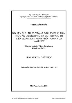 Nghiên cứu thực trạng ô nhiễm vi khuẩn thức ăn đường phố và một số yếu tố liên quan tại thành phố Thanh Hóa năm 2007