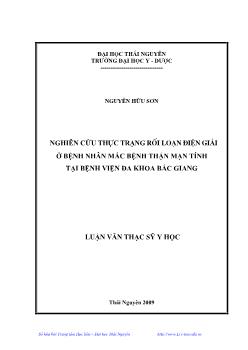 Nghiên cứu thực trạng rối loạn điện giải ở bệnh nhân mắc bệnh thận mãn tính tại bệnh viện Đa khoa Bắc Giang