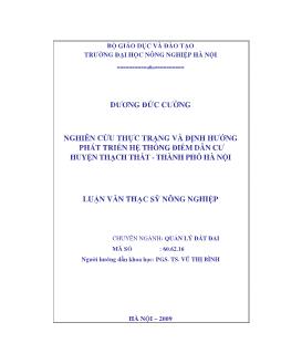 Nghiên cứu thực trạng và định hướng phát triển hệ thống điểm dân cư Huyện Thạch Thất-Thành phố Hà Nội