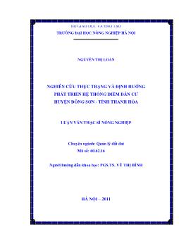Nghiên cứu thực trạng và định hướng phát triển hệ thống điểm dân cư huyện Đông Sơn - Tỉnh Thanh Hóa