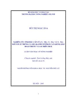 Nghiên cứu tính độc cấp của N-NH4, N-NO2 và N-NO3 đối với ấu trùng cá giò (Rachycentron canadum) trước và sau biến thái