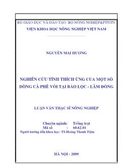 Nghiên cứu tính thích ứng của một số dòng Cà phê vối chọn lọc tại Bảo Lộc-Lâm Đồng