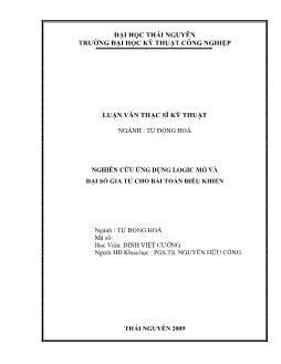 Nghiên cứu ứng dụng Logic mờ và đại số gia tử cho bài toán điều khiển