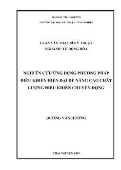 Nghiên cứu ứng dụng phương pháp đỉều khiển hiện đại để nâng cao chất lượng điều khiển chuyển động