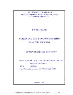 Nghiên cứu ứng dụng phương pháp gia công điện hoá