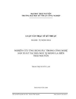 Nghiên cứu ứng dụng PLC trong công nghệ sản xuất tại nhà máy xi măng La Hiên Thái Nguyên