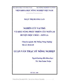 Nghiên cứu vai trò và khả năng của ngô lai tại huyện Mộc Châu, tỉnh Sơn La