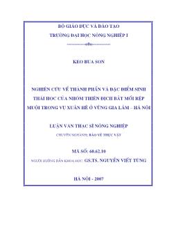 Nghiên cứu về thành phần và đặc điểm sinh thái học của nhóm thiên địch bắt mồi rệp muội trong vụ xuân hè ở vùng Gia Lâm - Hà Nội