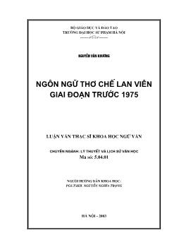 Ngôn ngữ thơ Chế Lan Viên giai đoạn trước năm 1975