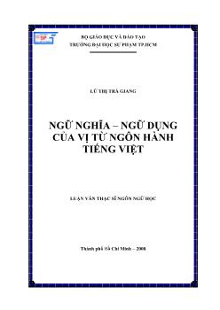 Ngữ nghĩa - Ngữ dụng của vị tử ngôn hành tiếng Việt