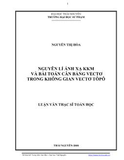 Nguyên lí ánh xạ KKM và bài toán cân bằng vectơ trong không gian vectơ tôpô