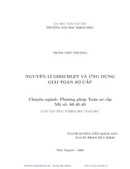 Nguyên lí Dirichlet và ứng dụng giải toán sơ cấp