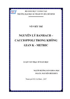 Nguyên lý Banhach - Caccioppoli trong không gian K - Metric