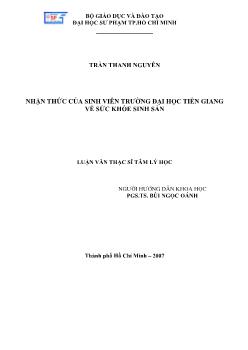 Nhận thức của sinh viên trường đại học Tiền Giang về sức khỏe sinh sản