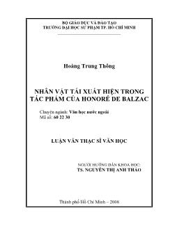 Nhân vật tái xuất hiện trong tác phẩm của Honoré De Balzac