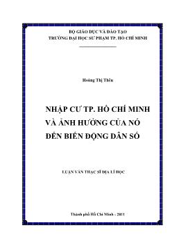 Nhập cư TP.Hồ Chí Minh và ảnh hưởng của nó đến biến động dân số
