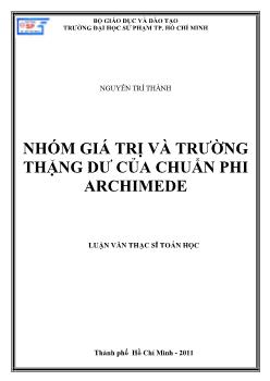 Nhóm giá trị và trường Thặng Dư của chuẩn Phi Archimede