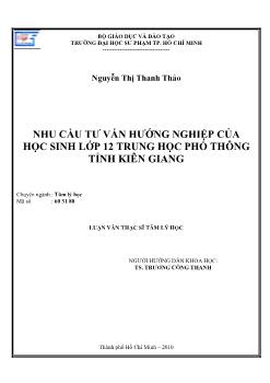 Nhu cầu tư vấn hướng nghiệp của học sinh lớp 12 trung học phổ thông tỉnh Kiên Giang