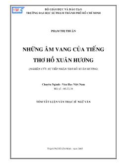 Những âm vang của tiếng thơ Hồ Xuân Hương (Nghiên cứu sự tiếp nhận thơ Hồ Xuân Hương)