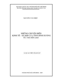 Những chuyển biến kinh tế - Xã hội của tỉnh Bình Dương từ 1945 đến năm 2005