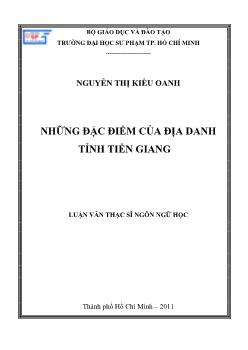 Những đặc điểm của địa danh tỉnh Tiền Giang