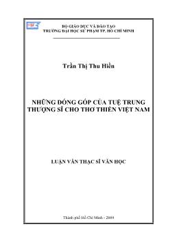 Những đóng góp của Tuệ trung thượng sĩ cho thơ thiền Việt Nam